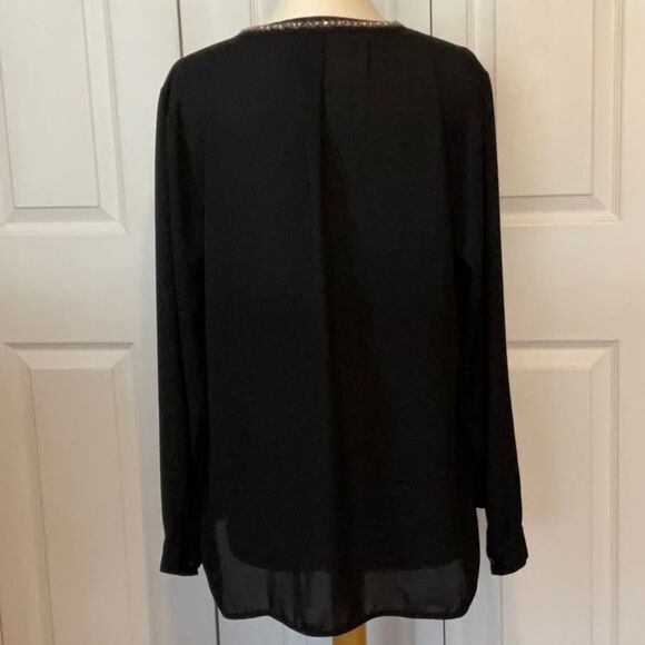 Violet & Claire Black Semi Sheer Top Long Sleeve Large - Picture 5 of 7